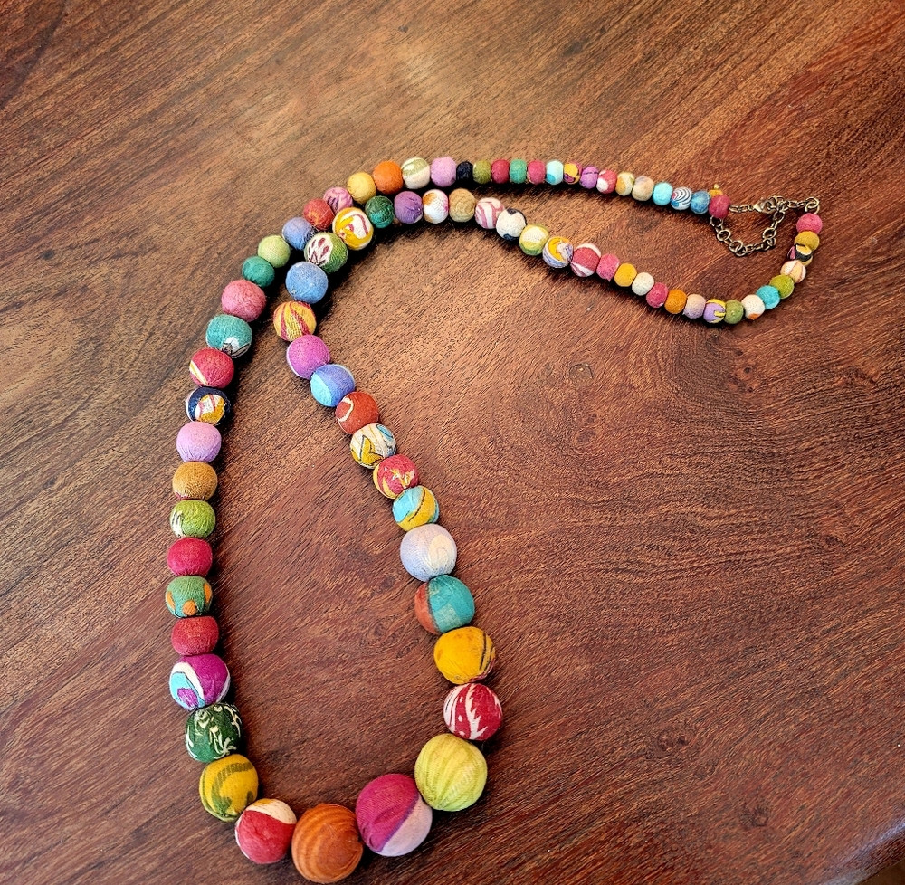 Beautiful Lightweight Indian Repurposed Fabric Necklace